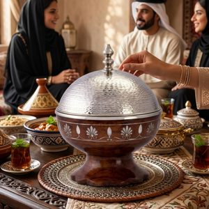 Olla de lujo para Ramadan de acero inoxidable plateado con tapa de cúpula, duradera, con revestimiento de esmalte y retención de calor para Majlis - Product Image 5