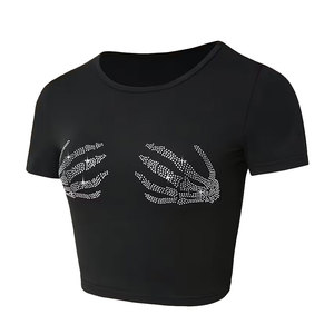 Top Corto de Mujer con Pedrería, Nuevo, Elegante, Transpirable, Diseño Único, Venta al Por Mayor, para Venta en Línea - Product Image 1