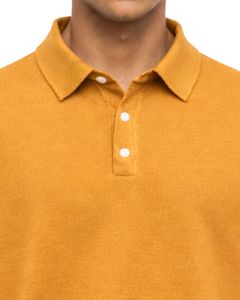 เสื้อโปโลแขนยาวสีเหลืองมัสตาร์ดสำหรับผู้ชาย ผ้าคอตตอนผสมเนื้อนุ่ม สวมใส่สบาย คอปกคลาสสิก เหมาะสำหรับฤดูหนาว ผลิตโดยผู้ผลิตเสื้อผ้า - Product Image 5