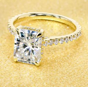 Moissanite 8X10MM Radiant Cut Claw Setting Certified Wedding Engagement <b>Ring</b> <b>925</b> Sterling <b>Silver</b> Gold Plated Luxury Jewelry - Product Image 3