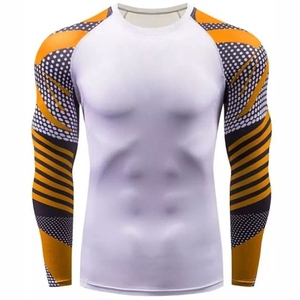 รับผลิตเสื้อรัดกล้ามเนื้อแบบสั่งทำพิเศษสำหรับกีฬายิวยิตสู MMA BJJ  แบบซับลิเมชั่น สีดำ สำหรับผู้ชายและผู้หญิง ขายส่ง - Product Image 1