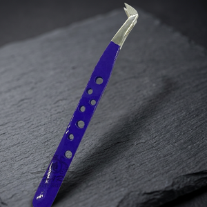 Pince à épiler bleu roi à pointe courte pour extensions de cils, personnalisable avec logo, pour artistes en extensions de cils - Product Image 3