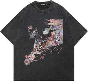 T-shirts pour hommes en coton 100% de haute qualité, effet délavé, impression personnalisée, séchage rapide, manches courtes, fabrication OEM. - Product Image 1