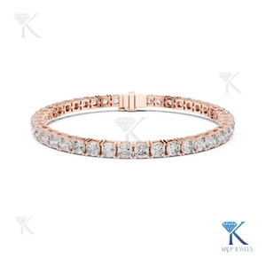Luxury 3.50 X 3.50 Cushion Cut Lab Diamond Tennis <b>Bracelet</b> 14K 18K <b>Solid</b> Gold Fine Unisex Jewelry Party Gift - Product Image 3