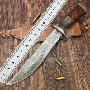 มีดโบวี่เหล็กดามัสกัสทำมือแบบกำหนดเอง พร้อมด้ามกระดูกสีสันสดใสและปลอกหนัง เหมาะเป็นของขวัญ - Product Image 5