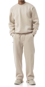 Ensemble de survêtement décontracté pour homme avec logo personnalisé, en molleton épais 480 GSM, séchage rapide, sweat-shirt et pantalon de survêtement, en coton/polyester tricoté uni - Product Image 2