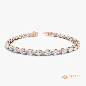 Pear Cut Moissanite Hip Hop Tennis Bracelet for <b>Men</b> Rose Gold Plated Luxury <b>Bangle</b> Gift - Product Image 1