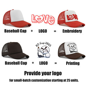Casquette de baseball incurvée à 5 panneaux avec logo personnalisé brodé, en mousse, vente en gros transfrontalière, maille assortie aux couleurs - Product Image 3