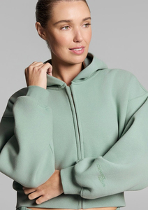Sudadera con capucha corta para mujer, con cremallera, de algodón y forro polar, ajustada, informal, estilo urbano, ligera, para dama. - Product Image 4