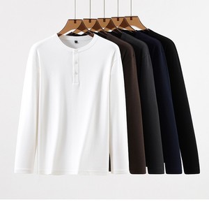 T-shirt à manches longues mi-boutonné, broderie personnalisée avec logo, prix usine Chine Bangladesh, automne et hiver - Product Image 4