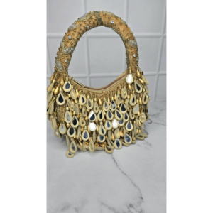 <b>Wedding</b> Anniversary Silk <b>Clutch</b> Gift with Candy Pattern and Indian Handcrafted Design - Product Image 1