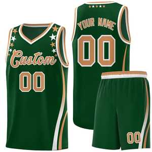 Ensemble de maillots de basket-ball blancs et bleus avec étoiles, sublimés, col en V, sans manches, en maille respirante, uniforme pour adultes unisexe - Product Image 4