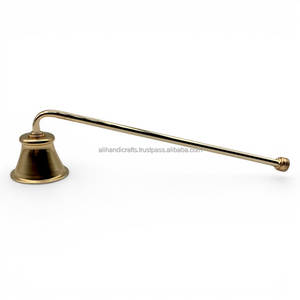 Eco-Friendly Luxury Polished Metal <b>Candle</b> Snuffer Long Handle Wooden Covering Bell Extinguisher for Taper Pillar <b>Candles</b> - Product Image 4