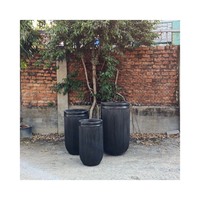 Jardinières en fibre-ciment de luxe, écologiques, légères, hautes, pour l'extérieur, design rayé rond, pour les toits et les jardins urbains, usage domestique