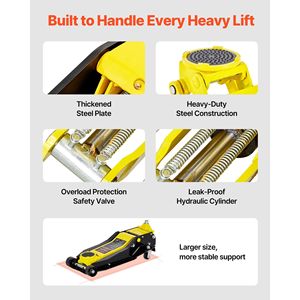 Martinetto idraulico da officina in acciaio da 4 tonnellate (8818 libbre) a basso profilo con doppio pistone e sollevamento rapido, con carrello - Product Image 6