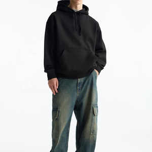 <b>Men's</b> Oversized Hoodie Cotton Wear <b>White</b> Thermal Hoodie <b>Fleece</b> with Kangaroo Pocket & Laces Hooded Neck for Winter Season - Product Image 4