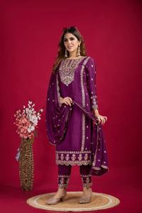 Style pakistanais dernier concepteur pur travail de broderie Chinnon lourd femmes Salwar Kameez pour indien pakistanais et fête de mariage - Product Image 4