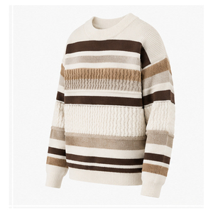 2026 Men's Striped Knitted <b>Pullover</b> <b>Sweater</b> Long Sleeve Regular Fit Autumn Wear 100% Acrylic Material - Product Image 5