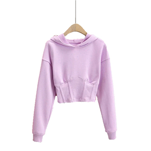 เสื้อฮู้ดครอปท็อปผู้หญิงขายดี สีเทา ทรงโอเวอร์ไซส์ สไตล์สตรีท สำหรับฤดูหนาว ความยาวสั้น มีกระเป๋า สไตล์ฤดูใบไม้ร่วง - Product Image 1