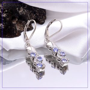Tanzanite Dangle <b>Earrings</b> 925 Sterling <b>Silver</b> Handmade Gemstone Birthstone Jewelry Elegant Gift For Women - Product Image 5