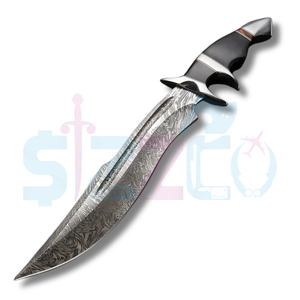 OEM Wholesale 15" Factory Made <b>Cheap</b> Low Price Handmade Damascus Steel Bull Horn Handle Hunting Camping Knife Ideal <b>Gift</b> - Product Image 2