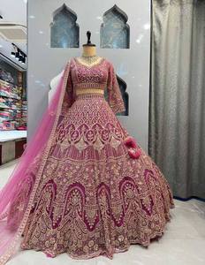 LAHENGA CHOLI DUPATTA en tissu filet papillon avec broderie de sequins, style moderne, pour soirée, longueur ras du sol, séchage rapide - Product Image 2