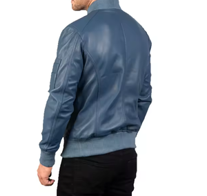 Chaqueta de Cuero Hecha a Mano para Hombre, Estilo Americano, Corte Ajustado, Diseño Urbano Personalizado con Cuello Alto y Detalle Frontal para Invierno - Product Image 5