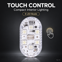 Lampe tactile LED pour voiture, rechargeable par USB, éclairage d'ambiance intérieur, lampe de lecture, 6 LED, éclairage de l'espace des pieds, vente en gros