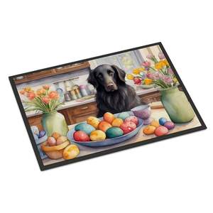 Nouveau paillasson extérieur et intérieur 18H X 27W antidérapant lavable à poils bas avec tapis d'entrée décoratif Retriever à revêtement plat de Pâques - Product Image 1