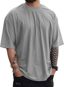 เสื้อยืดโอเวอร์ไซส์ผ้าฝ้ายแท้ 100% น้ำหนัก 220 กรัม พิมพ์ลายตามสั่งที่ไหล่ สไตล์ฮิปฮอป ไซส์พลัส ผ้าฝ้ายแท้ 100% ทรงบ็อกซี่ สำหรับผู้ชาย - Product Image 1