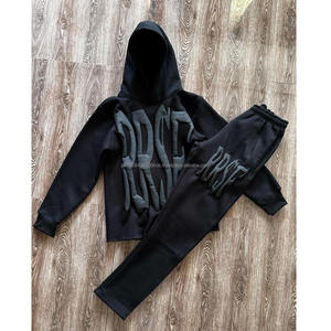 Survêtement d'hiver pour homme en coton 100% de haute qualité 420 g/m², imprimé en relief, coupe ajustée, streetwear personnalisé - Product Image 2