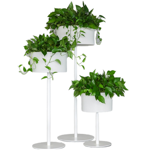 Soportes de Metal Modernos y Minimalistas para Plantas de Interior con Diseño Circular, Acabado con Recubrimiento de Polvo Blanco - Product Image 1