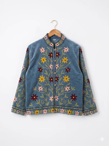 Hand Embroidered Cotton Filled Suzani Velvet <b>Bomber</b> <b>Jacket</b> Reversible <b>Vintage</b> Boho Short Coat Ethnic <b>Jacket</b> - Product Image 1