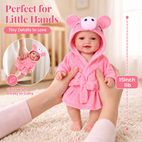Poupée Reborn Mia de 15 pouces pour filles, corps entièrement en vinyle, souriante, fonction de boisson et d'humidification, ensemble de peignoir de bain