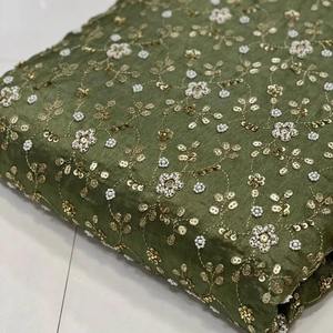 Tela de Dobby con Cuentas y Bordado, 100% Seda, para Vestidos de Novia, Ropa de Encaje para Niñas, Fabricantes de Suministros Personalizados - Product Image 2