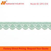 Dentelle Guipure GPO Fantaisie Écologique Vert Menthe 10mm, Vente Directe Usine, pour Robes de Bébé, Bordures de Vêtements, Artisanat et Couture Décorative