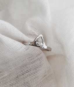 Pear Cut Lab Grown Diamond Stackable <b>Ring</b> Bezel Set 2.25mm Wide Dainty Minimalist Everyday Fine Jewelry 14K Solid Gold Wholesale - Product Image 1