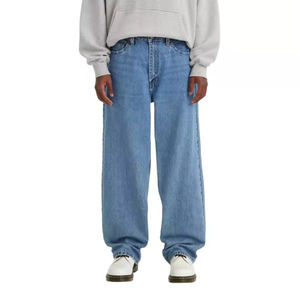 Jean en denim bleu pour homme, coupe droite, tissu extensible confortable et tendance, fermeture éclair, 5 poches, jean original pour homme. - Product Image 6