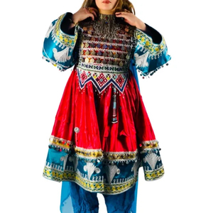 Robe de festival afghane Kuchi artisanale pour femmes, vintage, traditionnelle, brodée, dentelle reflétant le style pashtun, robe afghane Kuchi - Product Image 1