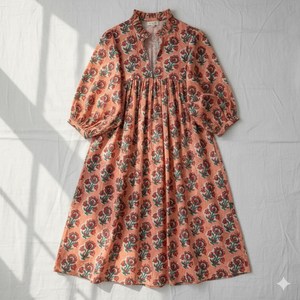 Robe midi élégante bohème multicolore à fleurs, en coton fait main, avec col en V et imprimé ethnique, robe d'été décontractée - Product Image 2