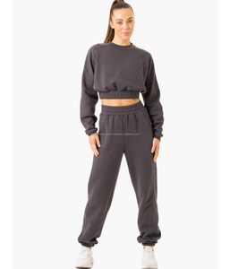 Sudadera Corta de Alta Calidad para Mujer, Talla XS, 100% Algodón, Impermeable, con Apliques Dulces, Manga Larga, Top Corto, Chándal de Felpa - Product Image 1