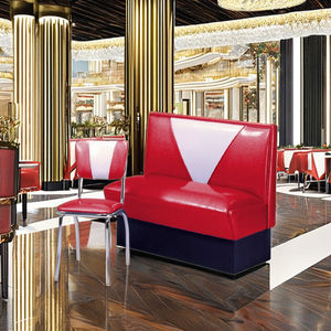 Canapé de restaurant de luxe moderne, style diner vintage, en bois massif, revêtement en velours, design incurvé, pour hôtels et salles de sport - Product Image 4