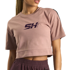 T-shirt court pour femme, anti-transpiration, manches courtes, col rond, tissu doux, idéal pour le fitness et l'entraînement, prix bas - Product Image 1