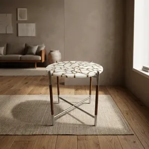 Modern <b>Round</b> <b>Side</b> <b>Table</b> with Marble Top and Metal Frame Living Room Furniture Decorative Accent <b>Table</b> - Product Image 1