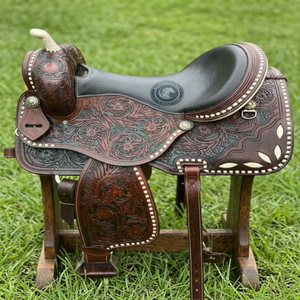 Selle de cheval en cuir robuste de style western pour une stabilité, un confort et des performances optimales lors du travail à la ferme, des balades à cheval et de l'entraînement équestre. - Product Image 3