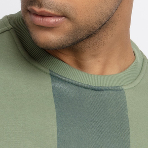 Sweat-shirt à col rond pour homme, couleur contrastée, coupe classique, tricoté, 100% coton, vêtement d'automne - Product Image 6