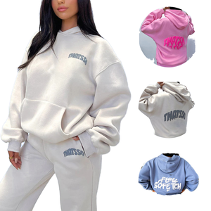 Women Winter Oversized Puff Print <b>Hoodie</b> American Letter Sweatshirt Front <b>Couples</b> Goth Streetwear Casual Pullover Top 100% - Product Image 1