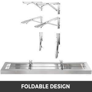 Estante Plegable de Acero Inoxidable de 48L x 12W Pulgadas para Servir Alimentos, Soporte de Pared para Remolques de Concesión - Product Image 3