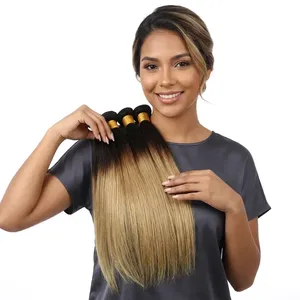 Extensiones de Cabello Humano Remy Ombre Marrón, Cabello Liso en Paquetes, Cabello Natural Sin Procesar, de Negro a Rubio - Product Image 3