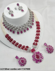 Conjunto de joyería nupcial de diamante americano clásico, collar y pendientes de dos piezas para boda, estilo clásico de moda - Product Image 2